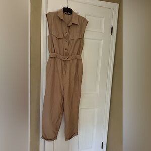 Zara Sleeveless Tan Jumpsuit